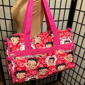 ❤️ BETTY BOOP ❤️ LARGE TRAVEL DUFFEL BAG WITH REMOVABLE SHOULDER STRAP ZIP CLOSE